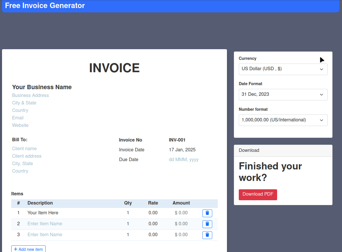 Automated Invoice Generator